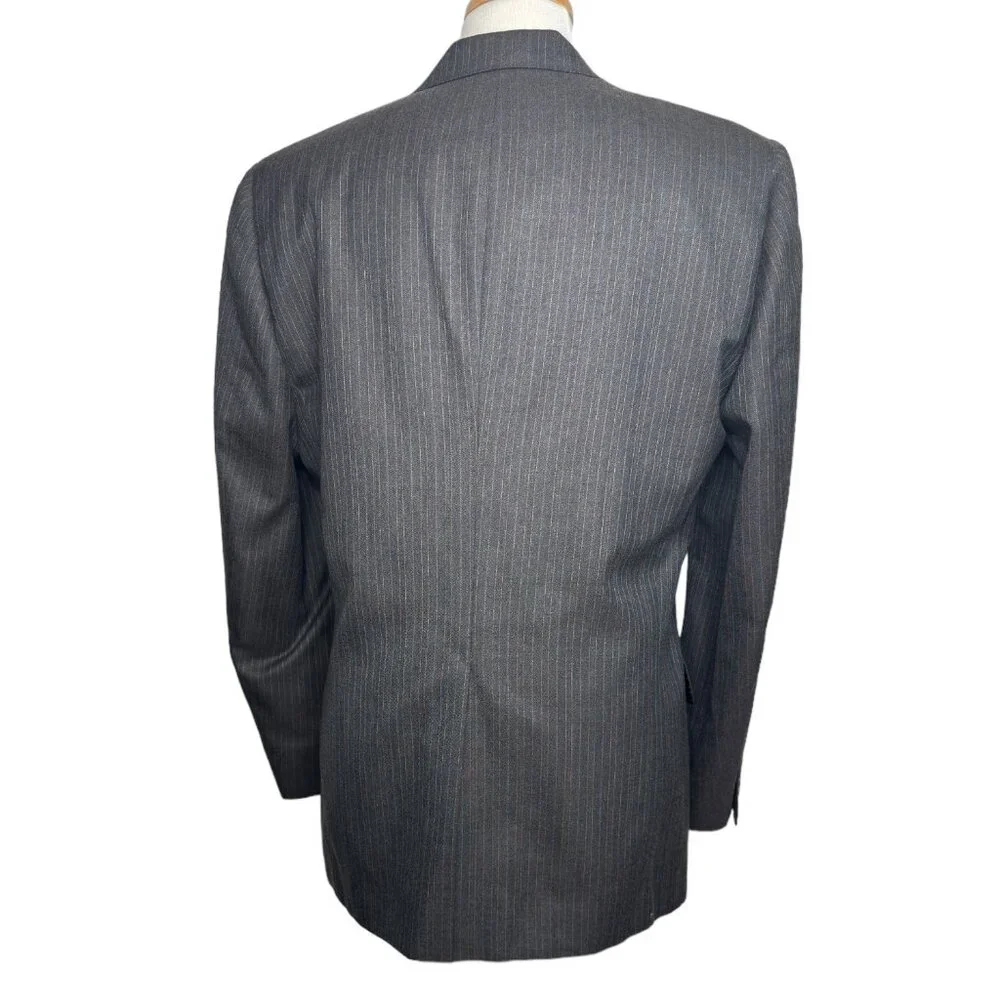 Christian Dior Vintage Wool Men's Single Breast Blazer Brown Striped 46R - Picture 6 of 12